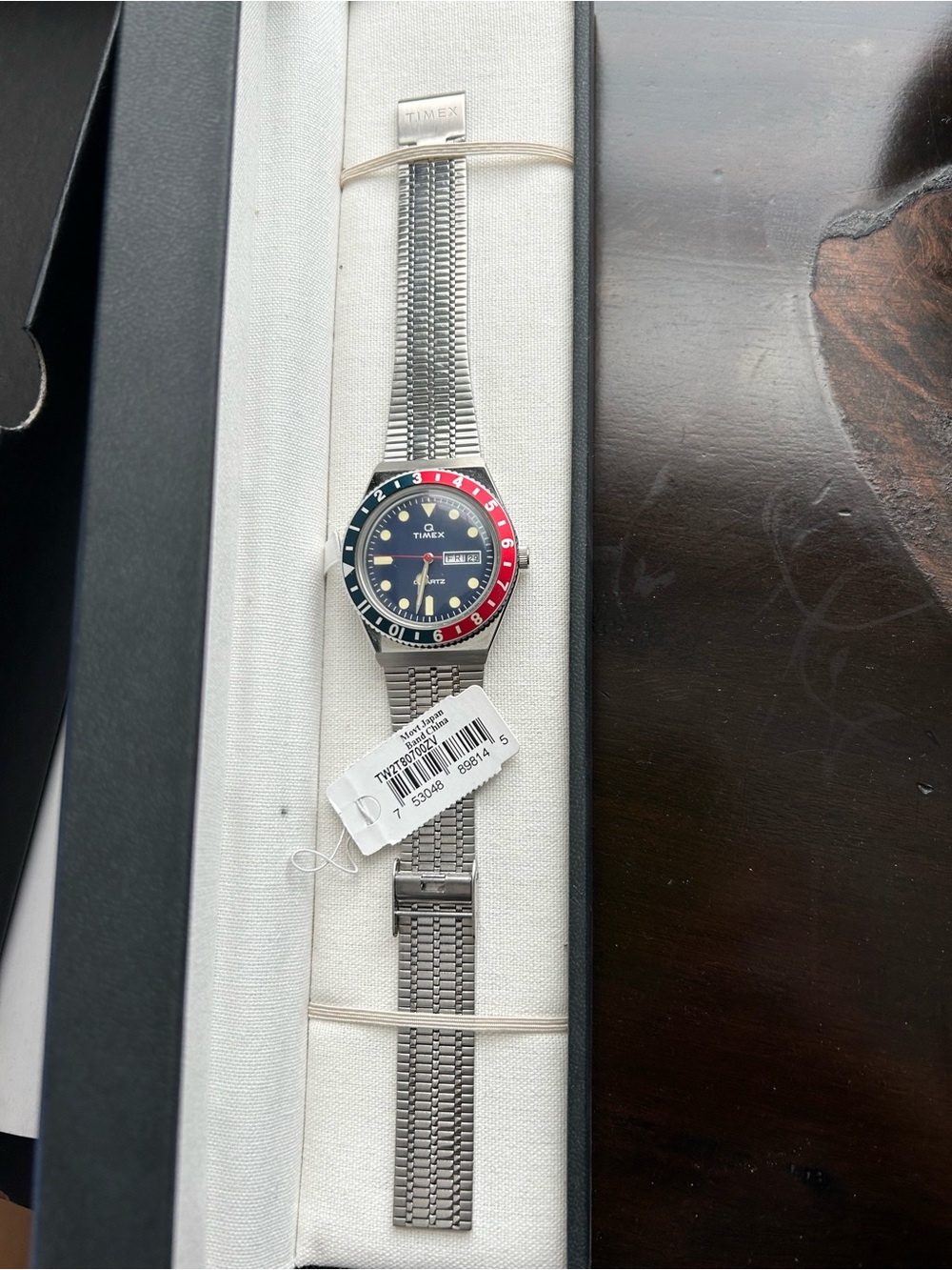 Timex Q reissue. fresh battery, box and tag, purchase papers.